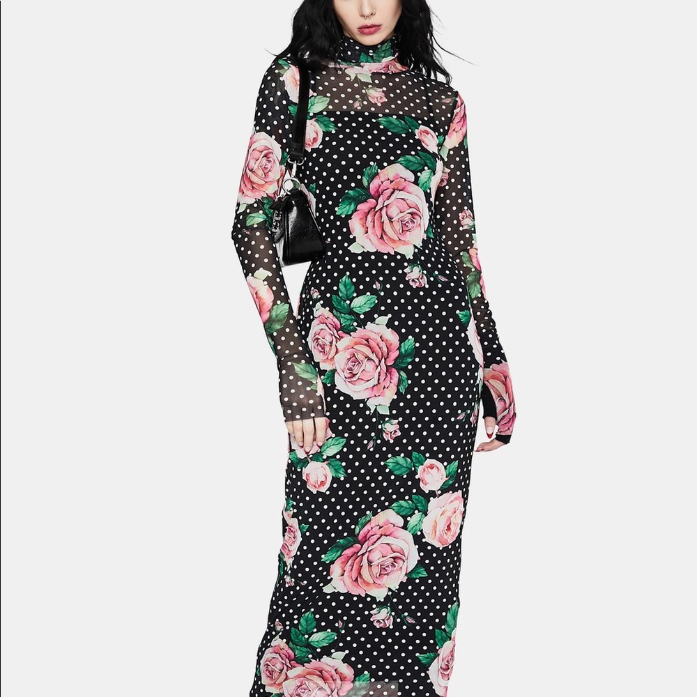 WINTER ROSE POLKA DOT SHAILENE MESH DRESS - Picture 2 of 5
